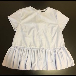 Blue Polka Dot Peplum Shirt